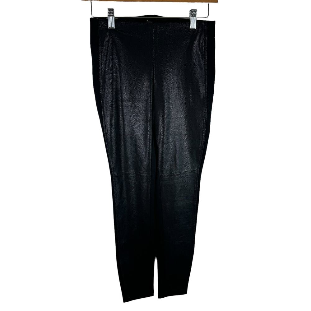 Guess Black Snakeskin‎ Pleather Mid Rise Elastic Waist Stretchy Leggings Size XS